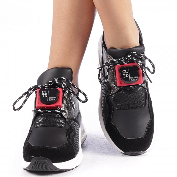 Γυναικεία αθλητικά παπούτσια Viorelia μαύρα, 5 - Kalapod.gr